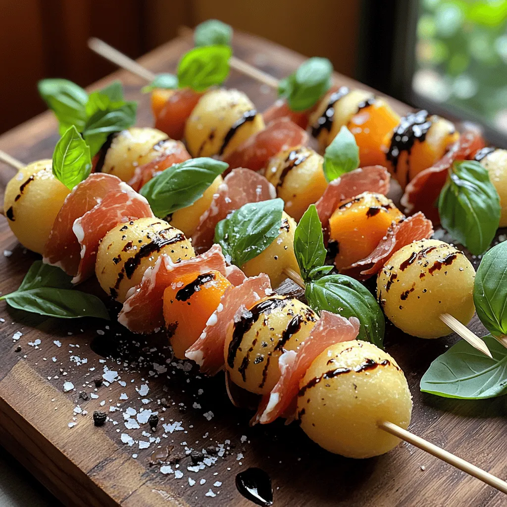 Skewers have become a quintessential element in the world of appetizers, adored for their convenience and versatility. Whether served at summer barbecues, holiday gatherings, or casual get-togethers, skewers can elevate any occasion. They are not only easy to prepare but also allow for a delightful mix of flavors and textures that tantalize the taste buds. One such remarkable recipe that showcases this is the Melon & Prosciutto Skewers with Basil & Balsamic Glaze. This dish marries the sweetness of fresh melon with the savory depth of prosciutto, enhanced by the aromatic touch of basil and the rich, tangy notes of balsamic glaze.