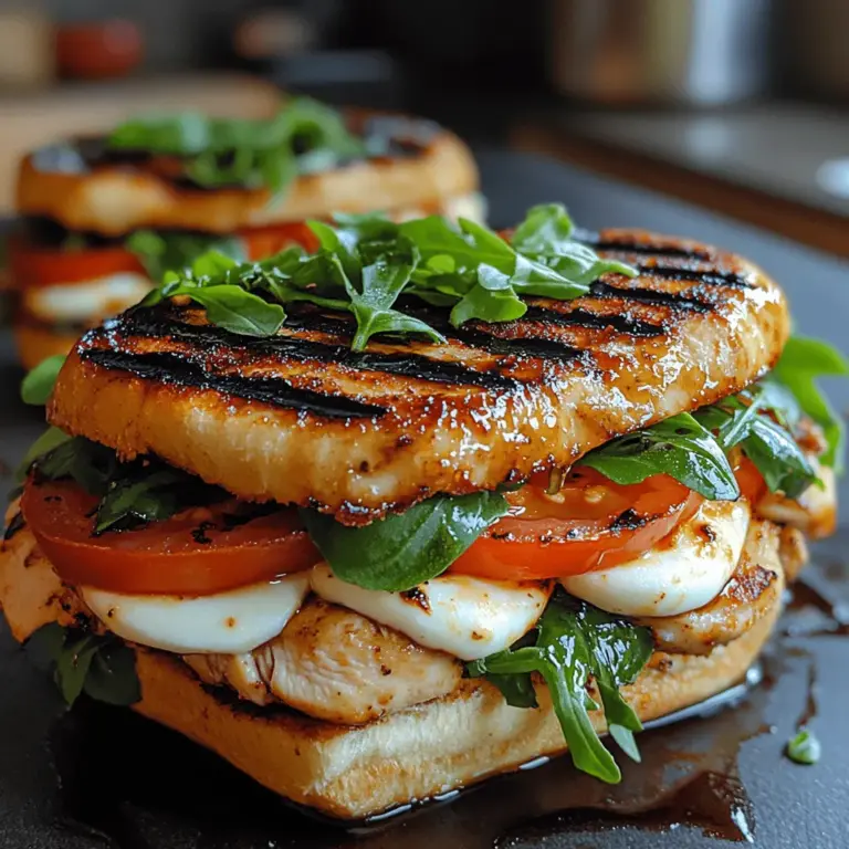 The Grilled Chicken Caprese Sandwich is a delightful culinary creation that embodies the vibrant flavors of summer. This sandwich is a perfect fusion of juicy grilled chicken, fresh mozzarella, ripe tomatoes, and aromatic basil, all elevated with a drizzle of balsamic glaze. It’s more than just a meal; it's an experience that combines heartiness with freshness, making it an ideal choice for both a quick lunch and a satisfying dinner.