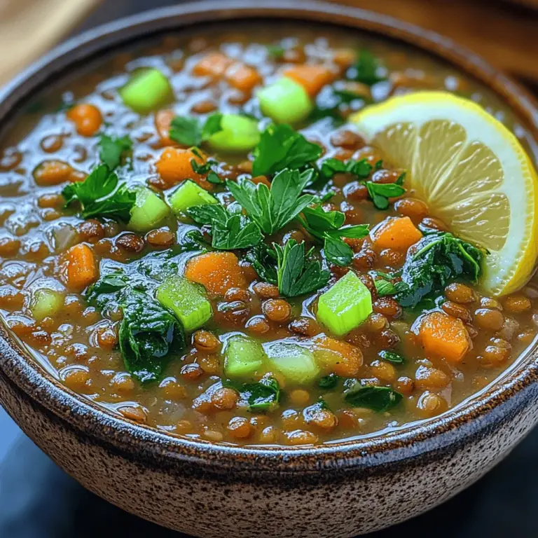 Lentil soup has long been a staple in kitchens around the world, beloved for its hearty texture and rich flavor. As a nourishing, plant-based dish, it has gained immense popularity among health-conscious individuals and those seeking comfort food. This Zesty Lentil Spinach Soup takes the classic concept of lentil soup and elevates it with the addition of vibrant spinach and a zesty kick, making it a refreshing option for any season.