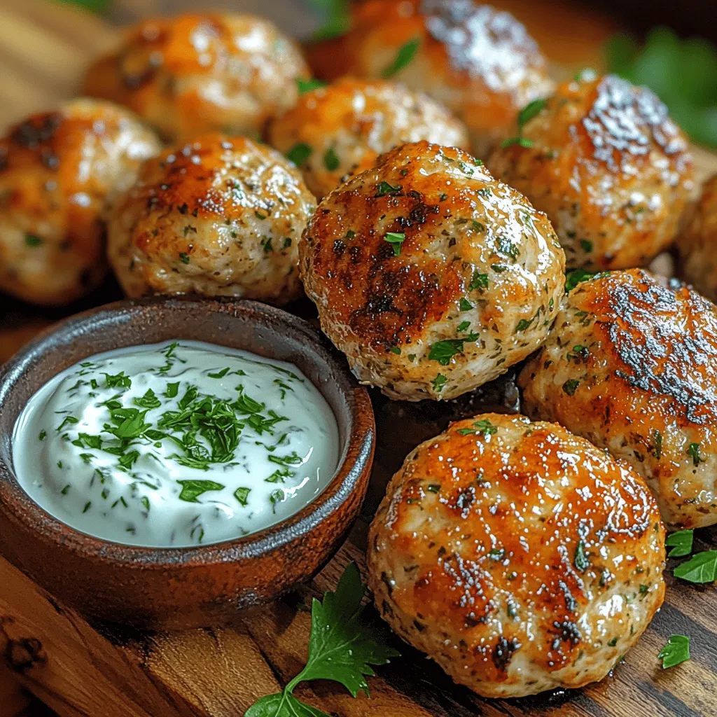 If you're searching for a delectable dish that perfectly balances health and flavor, look no further than Garlic Herb Chicken Meatballs with Zesty Dipping Sauce. These meatballs are not only a delightful option for appetizers but can also hold their own as a satisfying main course. The star ingredients—ground chicken, aromatic garlic, and a medley of fresh herbs—combine to create a dish that bursts with flavor. Each bite offers a tender texture enhanced by the richness of Parmesan cheese, making them irresistible.