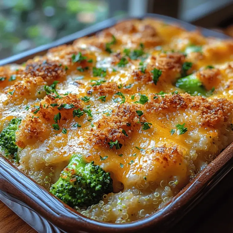 Casseroles are the epitome of comfort food, offering warmth and satisfaction in every bite. They embody a harmonious blend of flavors and textures that can turn an ordinary meal into an extraordinary dining experience. Among the myriad of casserole recipes available, the Cheesy Broccoli-Rice Quinoa Dream Casserole stands out as a beacon of nutrition and indulgence. This dish brings together wholesome ingredients that not only enhance its flavor but also provide a nutritious balance that caters to various dietary preferences, including vegetarian and gluten-free options.