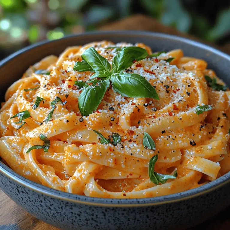 Creamy Roasted Red Pepper Pasta is a delightful dish that combines the rich flavors of roasted red bell peppers with a luscious, creamy sauce, making it an irresistible option for pasta lovers. This dish not only dazzles your taste buds but also offers a beautiful presentation, perfect for impressing guests at dinner parties or simply enjoying a comforting meal at home. Its vibrant color and mouthwatering aroma make it a favorite for various occasions, from casual weeknight dinners to special celebrations.
