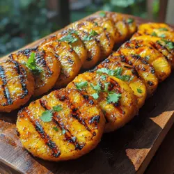 If you’re looking to elevate your barbecue experience or add a tropical twist to your dessert table, look no further than our Fiery Tropical Bliss: Spicy Grilled Pineapple Rings. This innovative recipe combines the sweetness of ripe pineapple with a kick of spice, creating a flavor explosion that tantalizes the taste buds. Imagine sweet, juicy fruit charred to perfection, with a hint of heat that dances on your palate. The contrast between the sugary notes of the pineapple and the fiery spices is a culinary masterpiece that is sure to impress your guests.