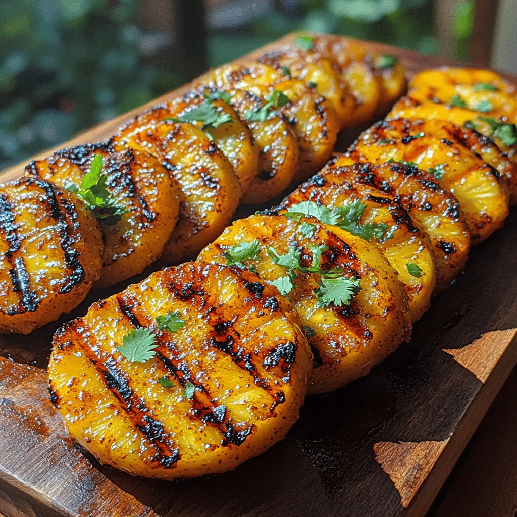 If you’re looking to elevate your barbecue experience or add a tropical twist to your dessert table, look no further than our Fiery Tropical Bliss: Spicy Grilled Pineapple Rings. This innovative recipe combines the sweetness of ripe pineapple with a kick of spice, creating a flavor explosion that tantalizes the taste buds. Imagine sweet, juicy fruit charred to perfection, with a hint of heat that dances on your palate. The contrast between the sugary notes of the pineapple and the fiery spices is a culinary masterpiece that is sure to impress your guests.