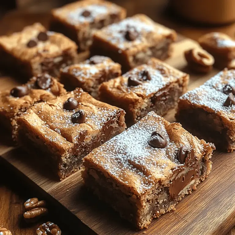 Indulging in a sweet treat can brighten anyone's day, and what better way to satisfy that sweet tooth than with a batch of Decadent Dreamy Chocolate Chip Blondie Bars? These delightful bars are a luscious alternative to traditional brownies, capturing the essence of rich flavors that come from butter, brown sugar, and an abundance of chocolate. The result is a chewy texture that is simply irresistible. Whether you are hosting a casual get-together, celebrating a special occasion, or just craving something delicious, blondies offer a comforting bite that will leave your guests asking for seconds.