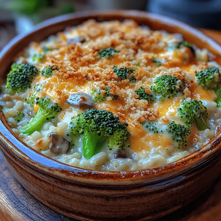 Cheesy Broccoli Rice Casserole Delight is the epitome of comfort food, combining the rich flavors of cheese with the wholesome goodness of broccoli and rice. This dish has garnered a reputation as a beloved classic, often gracing dinner tables during family gatherings or cozy weeknight meals. Its appeal lies not only in its delectable taste but also in its versatility; it can serve as a hearty side dish or shine as a satisfying main course.