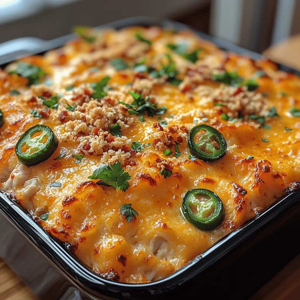 Are you ready to indulge in a dish that brings together the irresistible flavors of jalapeño poppers and the comforting nature of a casserole? The Spicy Jalapeño Popper Chicken Casserole is a delightful fusion that promises to elevate your dinner experience. This mouthwatering dish combines tender pieces of chicken with a creamy, cheesy filling, all topped with crunchy tortilla chips for an added texture. It's a perfect option for those seeking a simple yet satisfying meal that can easily feed a crowd or a family gathering.