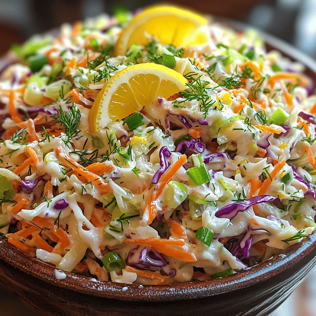 When it comes to summertime gatherings, barbecues, and picnics, a vibrant and refreshing side dish can make all the difference. Enter the Zesty Lemon Dill Coleslaw—a dish that not only elevates your meal with its bright, cheerful colors but also tantalizes the taste buds with the perfect balance of zesty lemon and fresh dill. This coleslaw is not just any ordinary side; it is a celebration of flavors and textures that can transform a mundane plate into a culinary delight.
