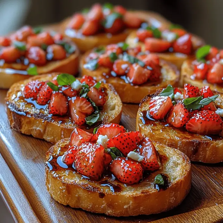 Bruschetta has long held its place as a beloved Italian appetizer, renowned for its simplicity and delightful flavors. Traditionally, this dish features grilled bread topped with a variety of ingredients, from classic tomato and garlic combinations to more adventurous toppings. However, one variation that stands out in the realm of seasonal appetizers is Strawberry Basil Bruschetta. This delightful version combines the sweetness of ripe strawberries with the aromatic freshness of basil, creating a refreshing, colorful treat that’s perfect for any occasion.