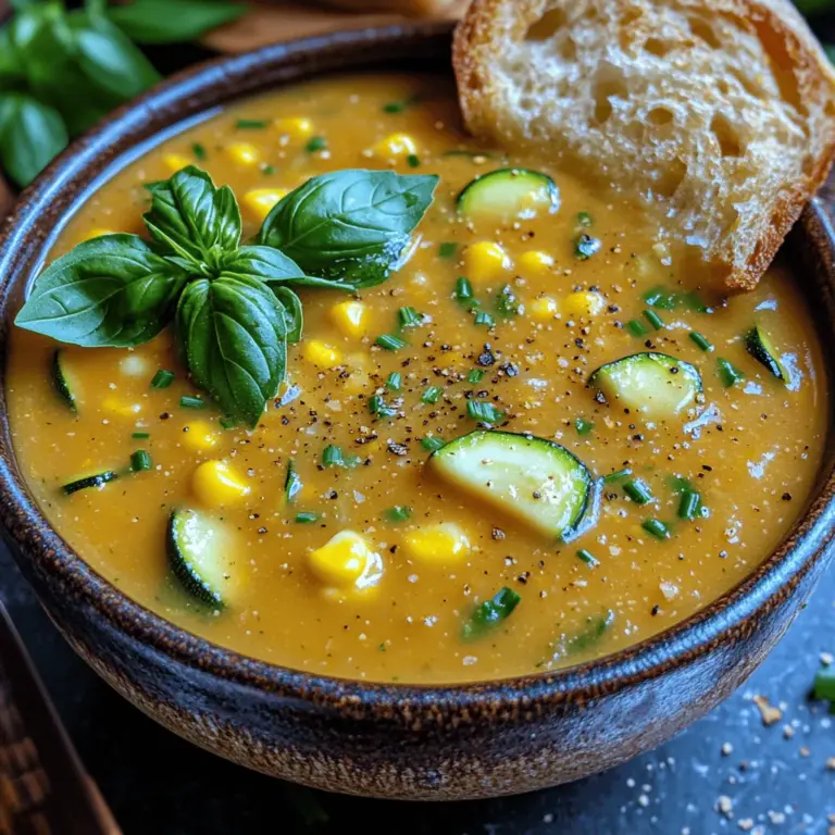 When the chill of autumn settles in or the heat of summer beckons for something refreshing yet hearty, a bowl of Creamy Corn and Zucchini Delight Soup is the perfect remedy. This inviting dish combines the sweet, succulent flavors of corn with the mild, refreshing taste of zucchini, creating a creamy concoction that is as comforting as it is nutritious. With its rich texture and vibrant colors, this soup not only warms the soul but also satisfies the palate, making it an ideal choice for any season.