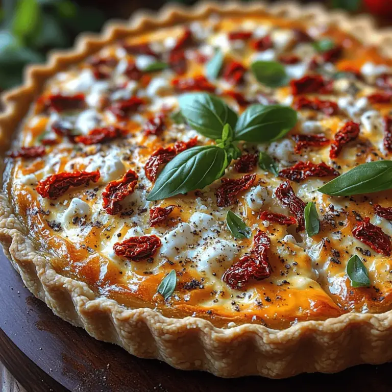 Quiche has long been celebrated as a versatile dish that can effortlessly transition from breakfast to lunch, brunch, or even a light dinner. Its custardy filling, encased in a flaky crust, makes it the perfect canvas for a variety of ingredients. While traditional quiches often feature classic combinations like ham and cheese or spinach and mushroom, the Savory Sun-Dried Tomato Quiche brings a bold and tangy twist that elevates this beloved dish to new heights. Whether you’re hosting a leisurely weekend brunch, preparing a light dinner for family, or bringing a dish to a gathering, this quiche is sure to impress with its vibrant flavors and appealing presentation.