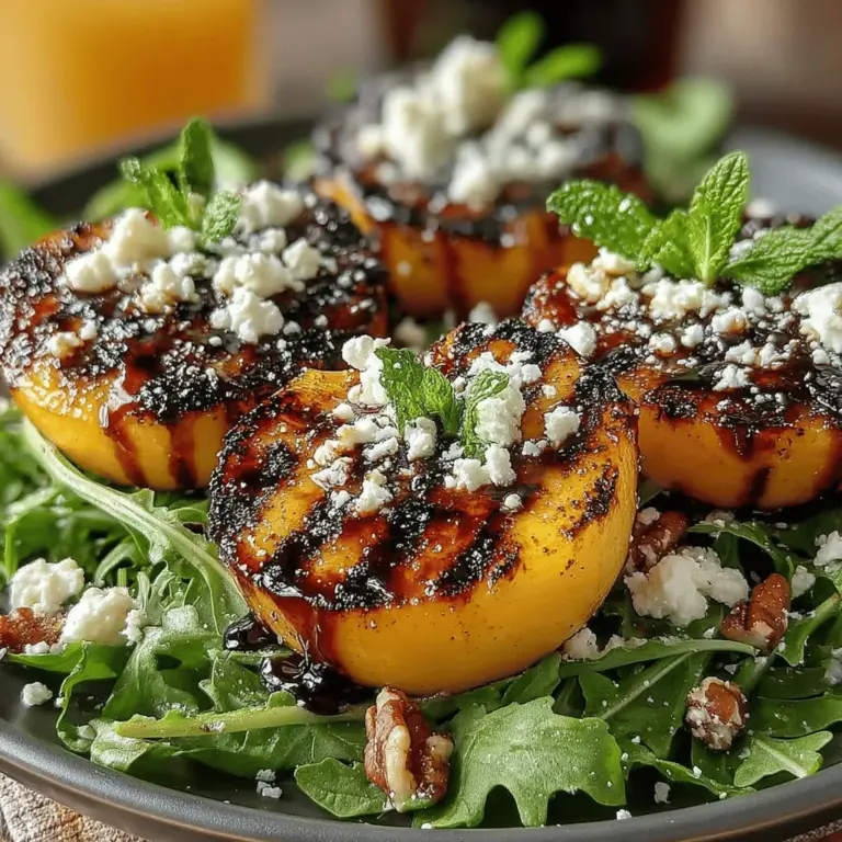 Grilling peaches is a straightforward process that elevates their natural sweetness and adds a delightful smoky flavor to your salad. To begin, preheat your grill to medium-high heat. This temperature is crucial as it will caramelize the sugars in the peaches without cooking them too much, maintaining their juicy texture.