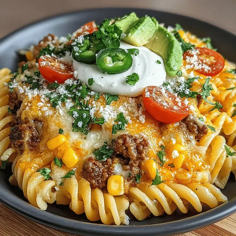 When it comes to weeknight dinners, finding a recipe that is both satisfying and simple can often feel like a challenge. Enter Creamy Taco Pasta Delight, a dish that perfectly marries the comforting texture of pasta with the bold and zesty flavors of taco seasoning. This delightful meal not only pleases the palate but also offers the convenience that busy families crave, making it an ideal choice for those hectic evenings when time is of the essence.
