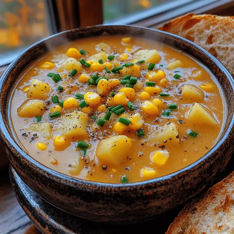 In the realm of comfort food, few dishes can match the warmth and satisfaction offered by a bowl of chowder. This Sweet Corn & Potato Bliss Chowder is a shining example, expertly combining the natural sweetness of corn with the hearty flavor of potatoes. The result is a nourishing dish that is not only easy to prepare but also brings a sense of coziness to any meal. Whether it’s a chilly winter evening or a bright summer day, this chowder provides a delightful culinary experience that's perfect for lunch or dinner.