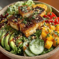 The Tropical Bliss Mango & Tofu Salad Bowl is a vibrant, refreshing dish that captures the essence of tropical flavors while delivering a nutritious punch. Inspired by the colorful markets of Southeast Asia, this salad marries the sweetness of ripe mangoes with the satisfying texture of tofu, creating a culinary experience that is both delightful and nourishing. Whether you’re looking for a light lunch, a potluck contribution, or a healthy dinner option, this salad bowl stands out as a versatile choice that caters to both vegetarians and meat-lovers alike.