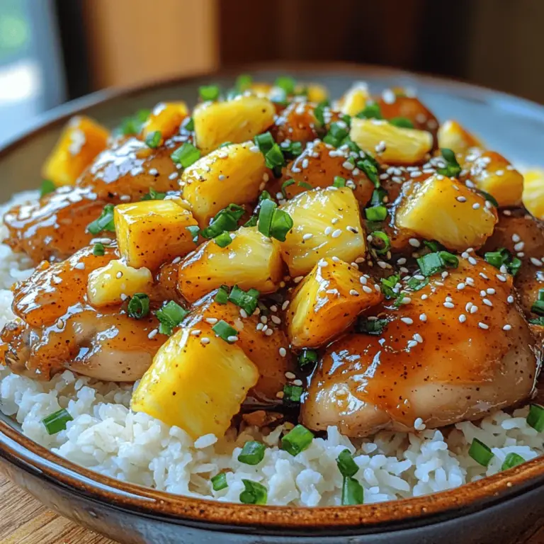 Pineapple Paradise Chicken is a dish that transports your taste buds to a tropical paradise with every bite. This vibrant recipe marries the sweetness of ripe pineapple with a savory and slightly spicy marinade, creating a harmonious blend of flavors that is both exciting and comforting. Perfect for family dinners or gatherings, Pineapple Paradise Chicken is not only a feast for the senses but also an easy-to-make dish that will impress your guests and satisfy your family's cravings for something deliciously different.
