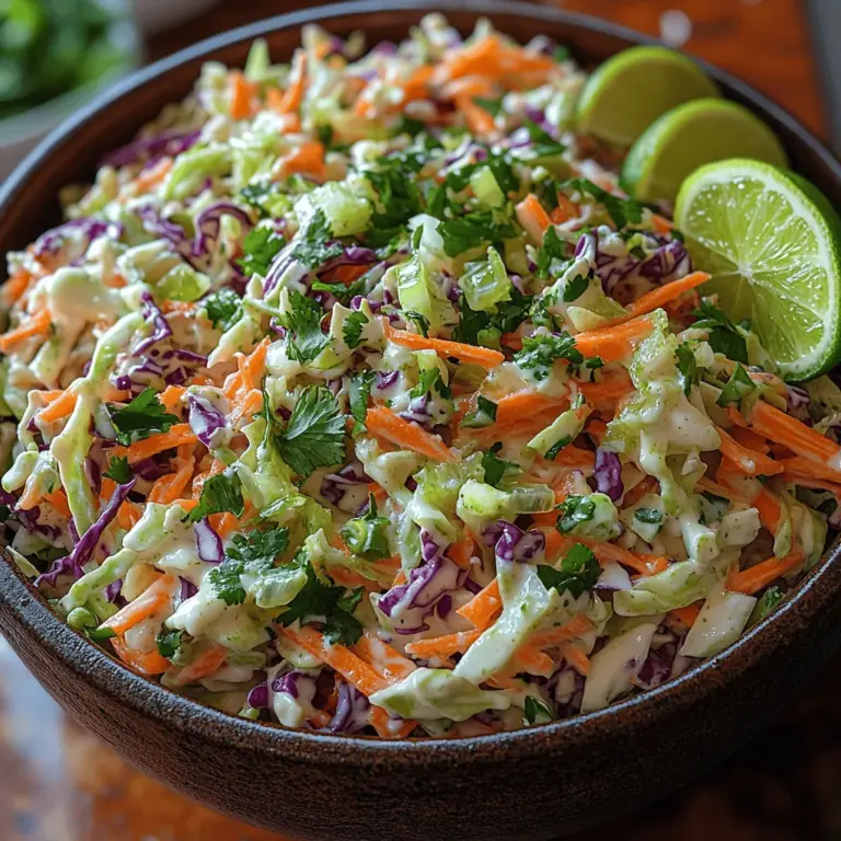 Coleslaw is a quintessential side dish that often graces tables at barbecues, picnics, and family gatherings. However, if you're looking to elevate this classic dish, our Zesty Cilantro Lime Coleslaw is the perfect solution. This vibrant and refreshing twist incorporates fresh cilantro and zesty lime, bringing a burst of flavor that is both invigorating and addictive. Not only does this recipe add a delightful crunch to your meal, but it also serves as a perfect complement to grilled meats, tacos, and sandwiches.