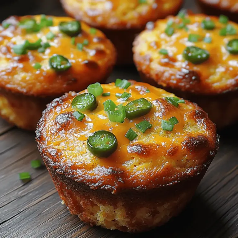 Cheesy jalapeño cornbread muffins are not just a delightful accompaniment to your favorite meals; they are a culinary experience that melds traditional Southern cornbread with a spicy twist. The history of cornbread dates back to Native American cooking, where corn was a staple ingredient. Over the centuries, cornbread has evolved into various forms, with each region in the United States adding its own unique flair. The introduction of cheese and jalapeños into cornbread recipes has made this dish a favorite in many households, adding a savory depth and a touch of heat that's hard to resist.