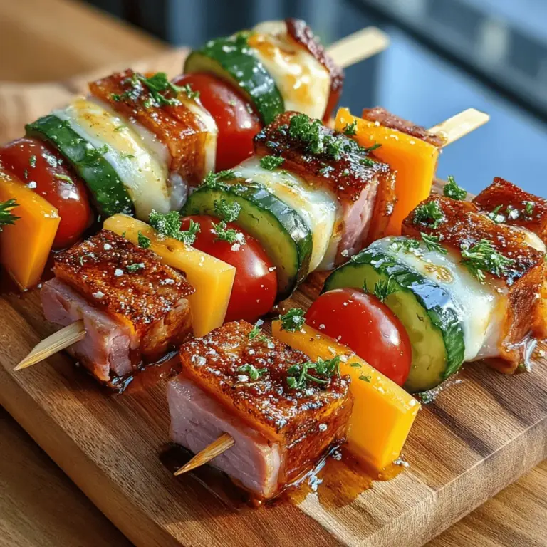 In the realm of appetizers, savory mini ham and cheese skewers emerge as a standout choice, effortlessly blending flavor, nutrition, and visual appeal. These bite-sized delights are not only easy to prepare but also versatile enough to fit any occasion, whether it be a casual get-together, an elegant dinner party, or simply a quick snack at home. Their vibrant colors and tantalizing flavors make them a favorite among both hosts and guests alike. In this article, we will delve into the world of savory mini ham and cheese skewers, providing you with a comprehensive guide on how to create these delectable bites. From understanding the ingredients to mastering the assembly process, we’ll ensure that you’re fully equipped to impress with your culinary skills.
