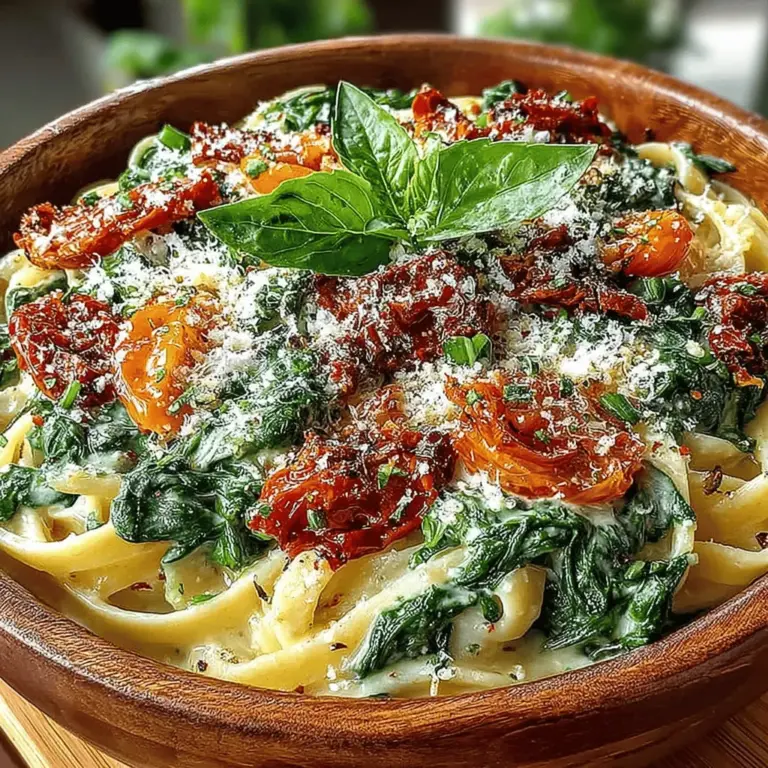 When it comes to comfort food, few dishes can compete with a creamy pasta that combines vibrant colors, rich flavors, and a satisfying texture. The Creamy Spinach & Sun-Dried Tomato Pasta Delight is a perfect example of this culinary magic. This dish brings together the earthy taste of fresh spinach, the tangy sweetness of sun-dried tomatoes, and a luscious, creamy sauce that envelops your chosen pasta. Whether you are cooking for a busy weeknight dinner or preparing a special meal for loved ones, this recipe is as versatile as it is delicious.