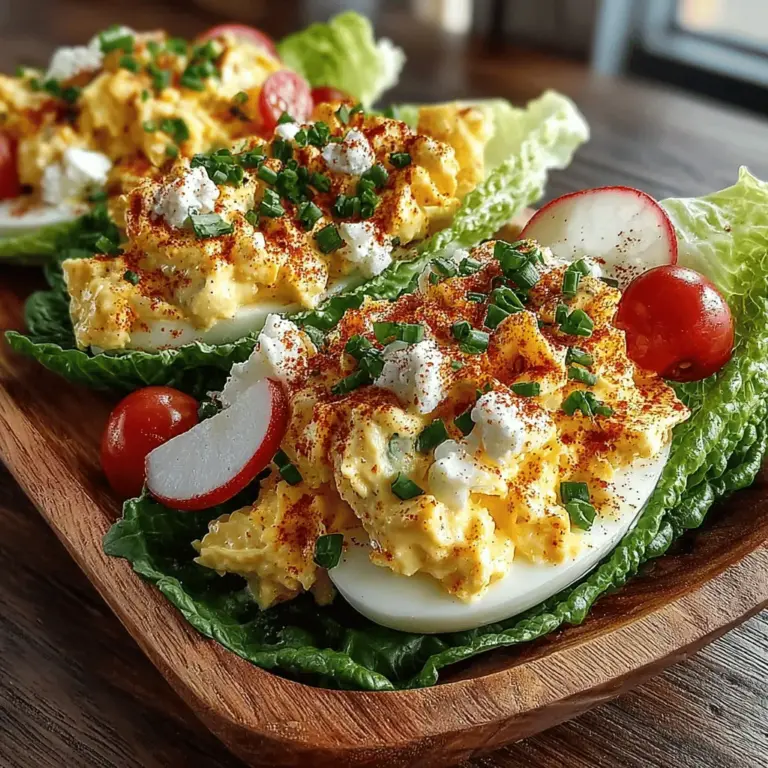 Egg salad is a beloved dish that has found its way into countless lunchboxes, picnics, and brunch spreads. Its creamy texture and delectable flavor make it a versatile choice that can be enjoyed in various forms—whether as a sandwich filling, a scoop on crackers, or even straight from the bowl. However, as health-conscious eating continues to trend, many are looking for lighter alternatives to traditional bread-based servings. Enter Chilled Egg Salad Lettuce Boats—a refreshing take that not only satisfies your cravings but also elevates your dining experience with a burst of color and crunch.