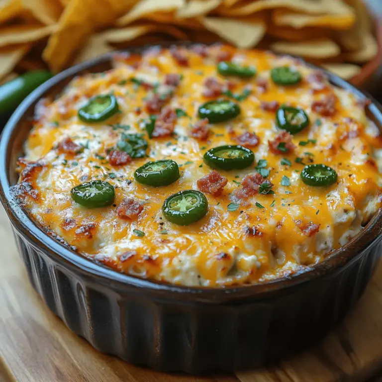 Jalapeño popper dip is a delightful twist on the classic jalapeño popper, combining the familiar spicy and creamy flavors into a shareable dip that is perfect for gatherings, parties, or cozy nights at home. This dish has gained immense popularity across various culinary scenes, particularly in American cuisine, where the fusion of flavors and textures creates a memorable experience. Originating from the traditional stuffed jalapeño peppers, this dip encapsulates the essence of comfort food with a zesty kick, making it a favorite at potlucks and game-day events.