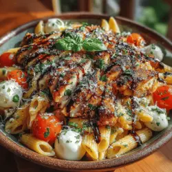 Grilled Chicken Bruschetta Pasta is more than just a meal; it’s a delightful fusion of vibrant flavors that brings the essence of Italian cuisine right to your dinner table. This dish combines the classic elements of bruschetta—fresh tomatoes, aromatic basil, and savory garlic—with the comforting heartiness of pasta, creating a deliciously satisfying entrée that is perfect for any occasion. Whether you’re preparing a weeknight dinner or hosting a gathering with friends, this recipe stands out for its ease of preparation and its ability to impress even the most discerning palates.