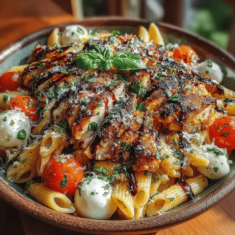 Grilled Chicken Bruschetta Pasta is more than just a meal; it’s a delightful fusion of vibrant flavors that brings the essence of Italian cuisine right to your dinner table. This dish combines the classic elements of bruschetta—fresh tomatoes, aromatic basil, and savory garlic—with the comforting heartiness of pasta, creating a deliciously satisfying entrée that is perfect for any occasion. Whether you’re preparing a weeknight dinner or hosting a gathering with friends, this recipe stands out for its ease of preparation and its ability to impress even the most discerning palates.