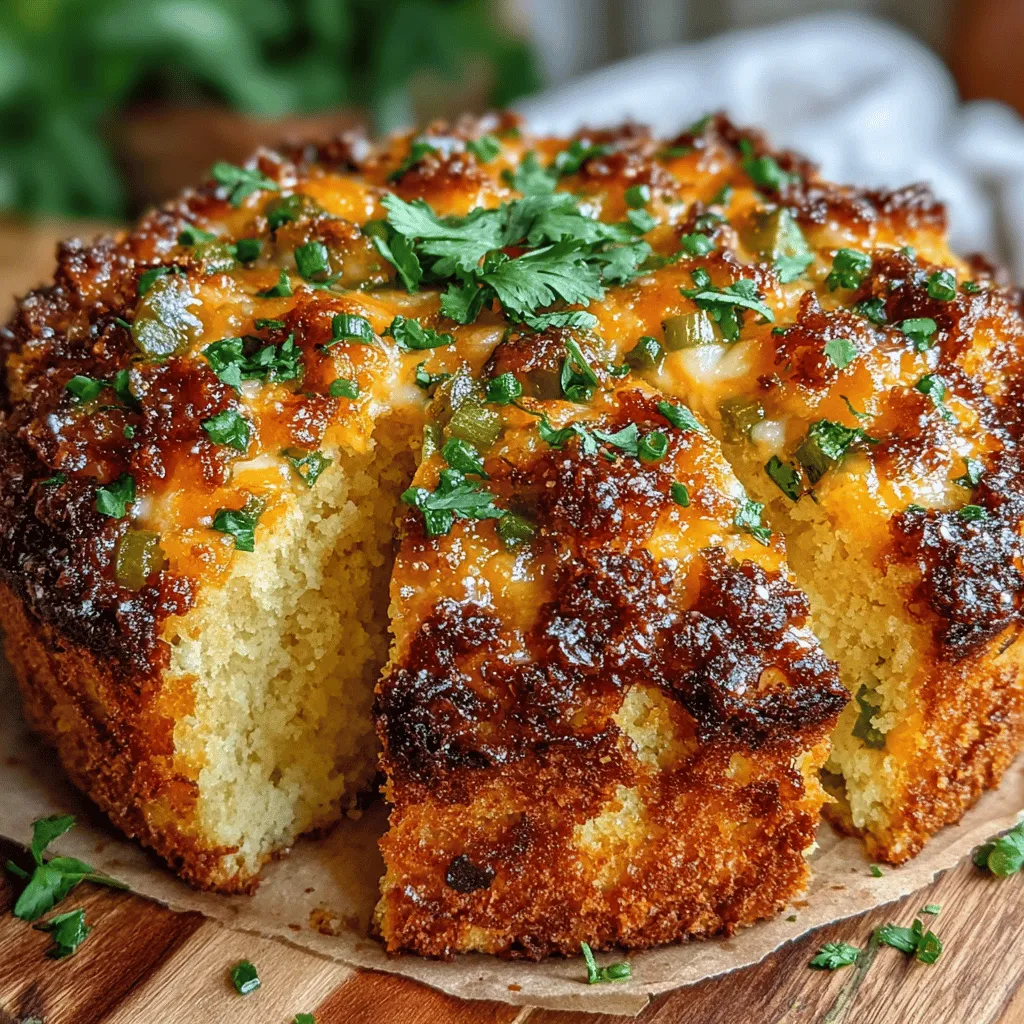 Cheddar Jalapeño Cornbread Crumble Bake is a delightful and savory dish that combines the rich flavors of cheddar cheese and the spicy kick of jalapeños, all beautifully wrapped in a warm, comforting cornbread base. This dish not only tantalizes the taste buds but also showcases the versatility of cornbread in modern cooking. Whether served as a side at a barbecue, a comforting main course during a chilly evening, or as a crowd-pleasing dish at a potluck, this Cheddar Jalapeño Cornbread Crumble Bake is sure to be a hit.