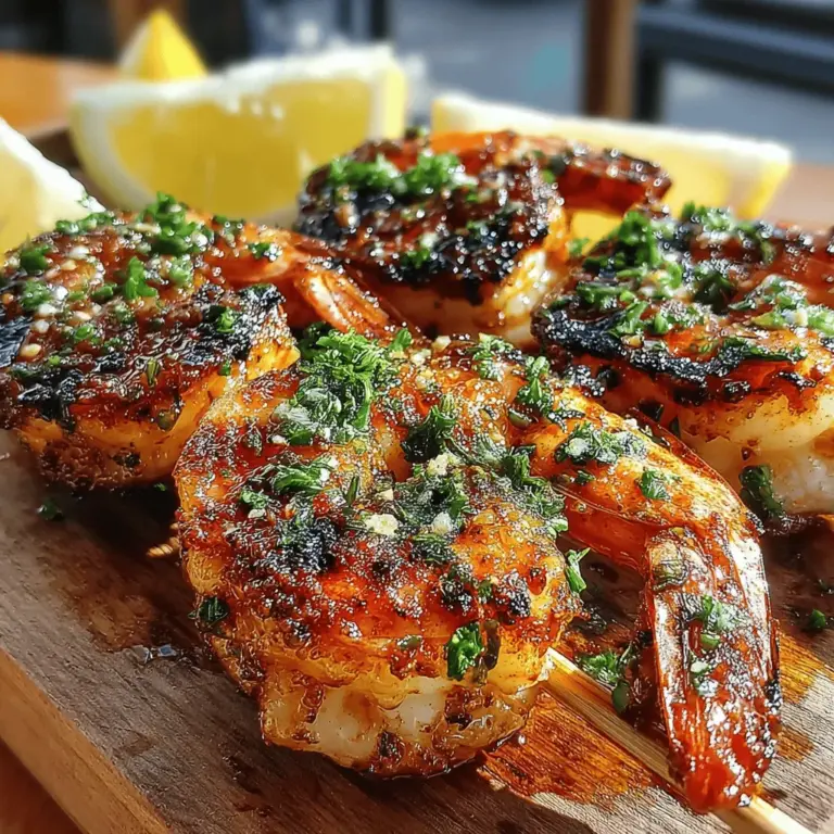 When it comes to quick and delicious meals, few dishes can compete with Sizzling Grilled Garlic Shrimp Skewers. This dish has gained immense popularity for its tantalizing flavor, ease of preparation, and versatility. Whether you’re hosting a summer barbecue, preparing a weeknight dinner, or entertaining guests, these shrimp skewers are sure to impress. They deliver a delightful combination of smoky, garlicky goodness that elevates any dining experience, making it a staple in kitchens around the world.