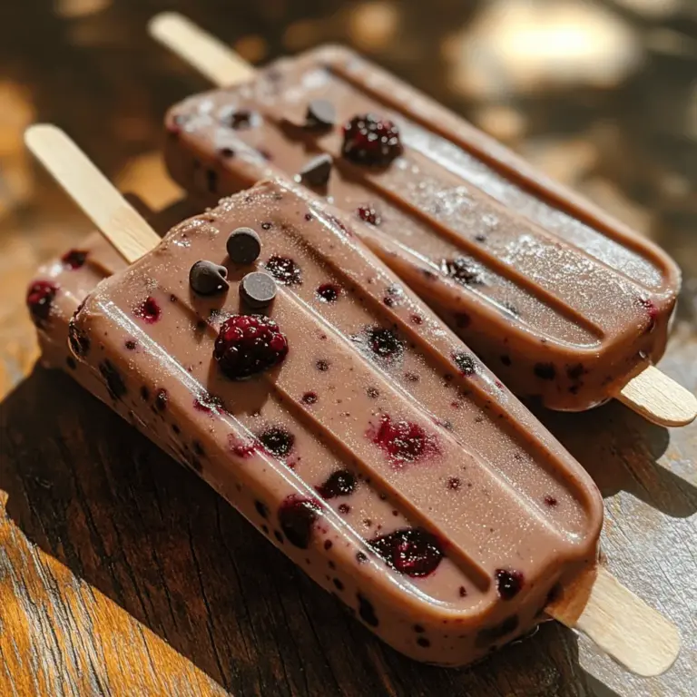 The appeal of Frozen Chocolate Berry Protein Pops lies in their impressive nutritional profile and the wholesome ingredients used to create them. At the heart of this recipe is Greek yogurt, a creamy and versatile ingredient that is rich in protein and probiotics. Greek yogurt is known to support digestive health and provide a sustained energy boost, making it an ideal base for these pops. When combined with protein powder, these pops become a powerful post-workout snack, helping to repair and build muscle while keeping hunger at bay.