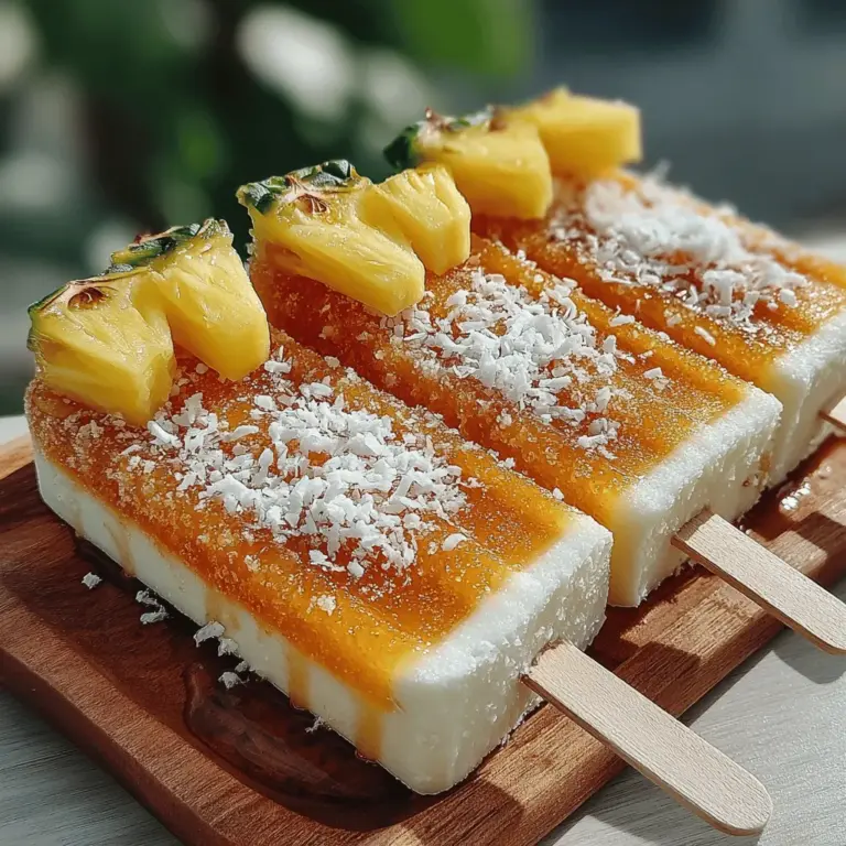 To achieve the perfect Tropical Bliss Pops, ensuring they are fully frozen is crucial. After pouring your mixture into the molds, place them in the freezer and allow them to chill for at least 6 to 8 hours. This duration will help the pops reach the right consistency, making them creamy yet solid. For optimal results, it's best to freeze them overnight, especially if you're making them for a special occasion the next day.