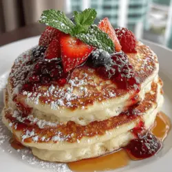 Pancakes have long held a cherished place in the hearts and kitchens of breakfast enthusiasts around the world. Their soft, fluffy texture and endless versatility make them a beloved staple, perfect for lazy weekend mornings or celebratory brunch gatherings. Among the myriad of pancake variations, the Zesty Lemon Ricotta Pancakes stand out as a delightful twist on the classic. These pancakes combine the creamy richness of ricotta cheese with the bright, refreshing zing of lemon zest, resulting in a dish that is both indulgent and invigorating. Paired with a luscious berry compote, this recipe not only tantalizes your taste buds but also adds a vibrant splash of color, making it an ideal choice for any occasion.