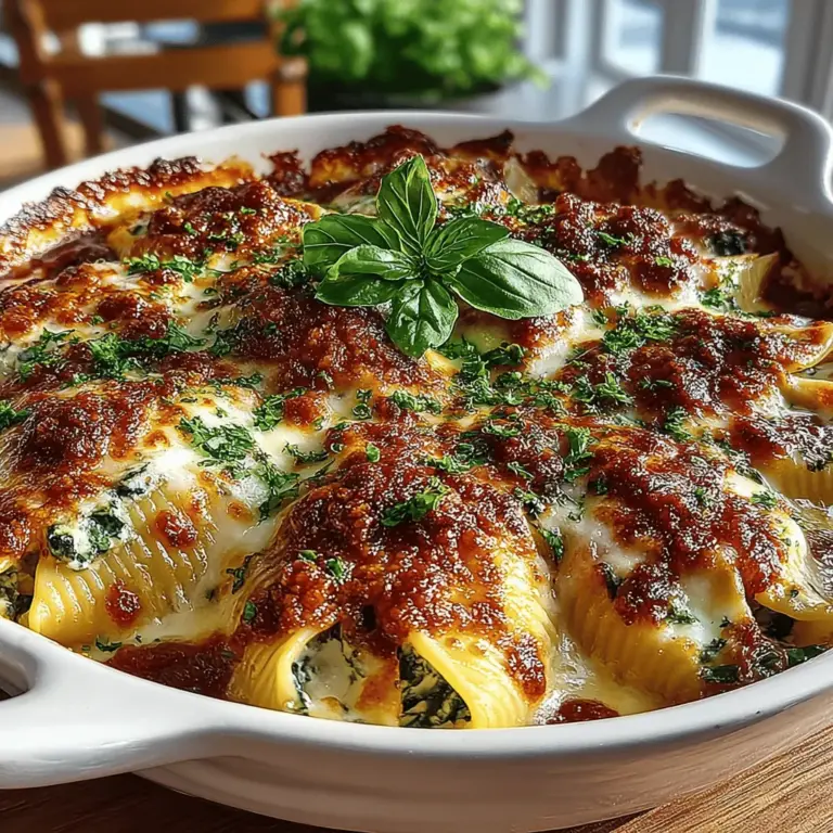 When it comes to comfort food, few dishes can rival the warmth and satisfaction of cheesy pasta. One standout recipe that brings together the best of both worlds is Cheesy Spinach-Stuffed Pasta Shells Delight. This dish not only offers a rich, creamy filling that tantalizes the taste buds but also incorporates nutritious ingredients that make it a well-rounded meal. Imagine large, tender pasta shells cradling a savory spinach and cheese mixture, all enveloped in a rich marinara sauce – it’s a meal that promises to become a family favorite.