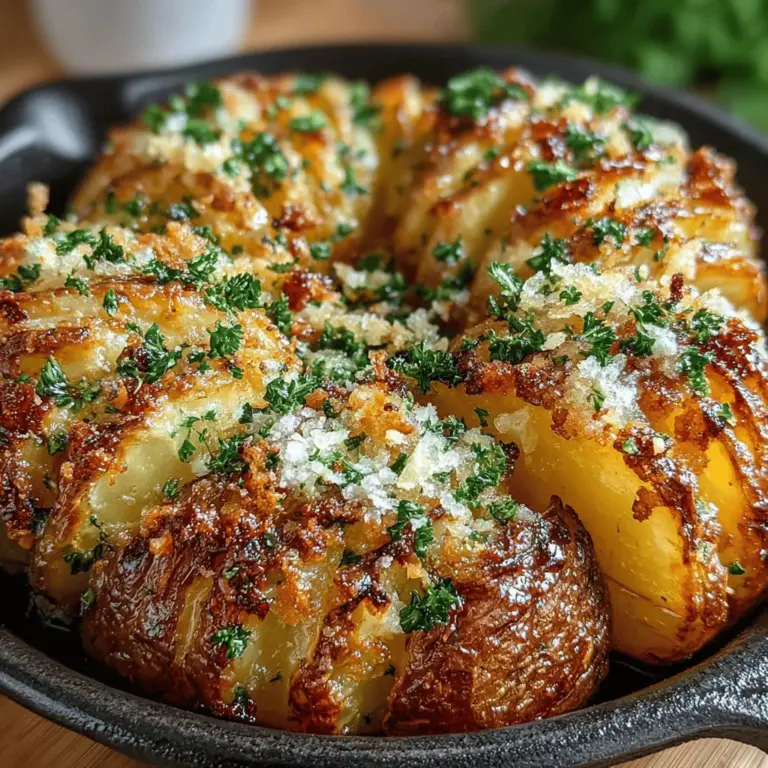 When it comes to side dishes that make a statement, Garlic Parmesan Accordion Potatoes stand out as a true culinary gem. This dish transforms the humble potato into a visually stunning and flavorful experience that complements any meal. The unique accordion shape not only enhances the presentation but also allows for an even distribution of flavors, ensuring that each bite is just as delicious as the last. With the irresistible combination of garlic, Parmesan cheese, and aromatic herbs, this recipe is bound to become a favorite in your household.