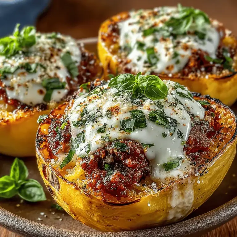 Roasting spaghetti squash is crucial to achieving the perfect texture and flavor for your Mini Spaghetti Squash Parm Bowls. Begin by preheating your oven to 400°F (200°C). While the oven heats, carefully slice the spaghetti squash in half lengthwise using a sharp knife. Make sure to scoop out the seeds and stringy pulp from the center with a spoon, creating a hollow cavity that will hold your delicious filling.