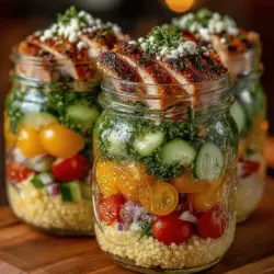 In today’s fast-paced world, meal prep has become an essential strategy for those looking to maintain a healthy diet without sacrificing convenience. One popular trend that has emerged in the realm of meal prep is the jar salad. These colorful, layered creations are not only visually appealing but also practical for busy individuals. The Lemon Basil Chicken Couscous Jar stands out as a fresh, nutritious option that combines vibrant flavors with the ease of preparation. This recipe is especially appealing for those who want to enjoy a wholesome meal on the go, whether for lunch at the office or a quick dinner at home.