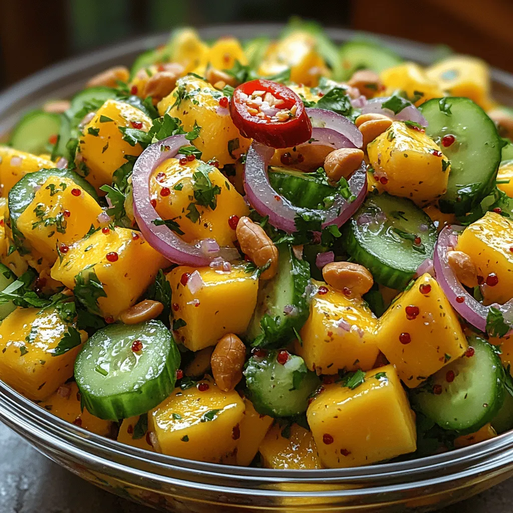 As the summer sun warms the days and the air fills with the scent of barbecues and gatherings, nothing quite embodies the season like a refreshing Mango Cucumber Chili Salad. This vibrant dish combines the natural sweetness of ripe mangoes, the crispness of fresh cucumbers, and the kick of red chilies to create a salad that is not only a feast for the eyes but also a delight for the palate. With its unique combination of flavors and textures, this salad is the quintessential side dish for summer picnics, backyard barbecues, or even a light, healthy meal on a warm evening.