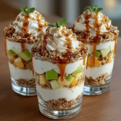 To create the foundation of your Apple Pie Yogurt Parfaits, you must first prepare the apples. Start by peeling, coring, and slicing your favorite apples—Granny Smith and Honeycrisp are excellent choices due to their balance of tartness and sweetness. Once sliced, place the apples in a mixing bowl and drizzle them with fresh lemon juice. This not only helps to prevent browning but also adds a bright acidity that enhances the overall flavor.