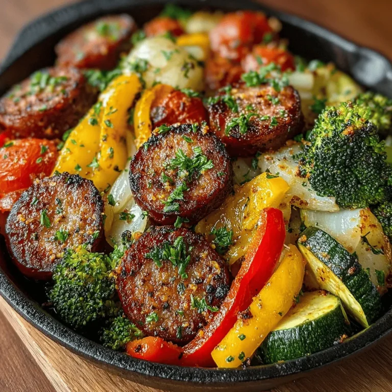 When it comes to weeknight dinners, simplicity and flavor are key. Enter the Sizzling Sheet Pan Sausage and Roasted Veggies, a dish designed for those hectic evenings when you want a home-cooked meal without spending hours in the kitchen. This recipe is more than just a meal; it’s a vibrant celebration of ingredients, featuring succulent smoked sausage paired with a medley of colorful roasted vegetables. The combination not only excites the palate but also offers a satisfying balance of textures that makes each bite enjoyable.