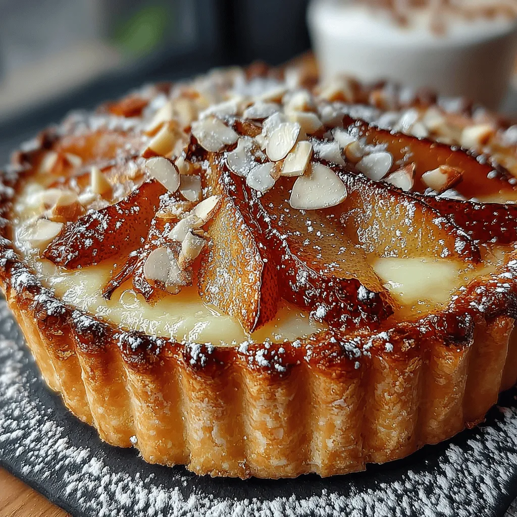 The Pear & Almond Puff Pastry Tart is a stunning dessert that captures the essence of simple yet sophisticated baking. This tart combines the delicate sweetness of ripe pears with the rich, nutty flavors of almond, all enveloped in flaky, golden puff pastry. It serves not only as a delightful centerpiece for any gathering but also as a comforting treat for an afternoon snack. Whether served warm or at room temperature, this tart is sure to impress both family and friends with its elegant presentation and irresistible flavor.