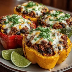 Cheesy Turkey and Quinoa Stuffed Peppers