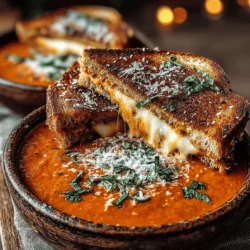 No bowl of Tomato Basil Bliss Soup is complete without its quintessential sidekick: a perfectly crafted grilled cheese sandwich. This classic pairing is beloved for many reasons, but primarily for the delightful contrast it offers—crunchy, toasted sourdough bread enveloping gooey, melted cheddar cheese. The texture and flavors of the grilled cheese complement the smooth, rich soup, creating a harmonious dining experience that warms both body and soul.