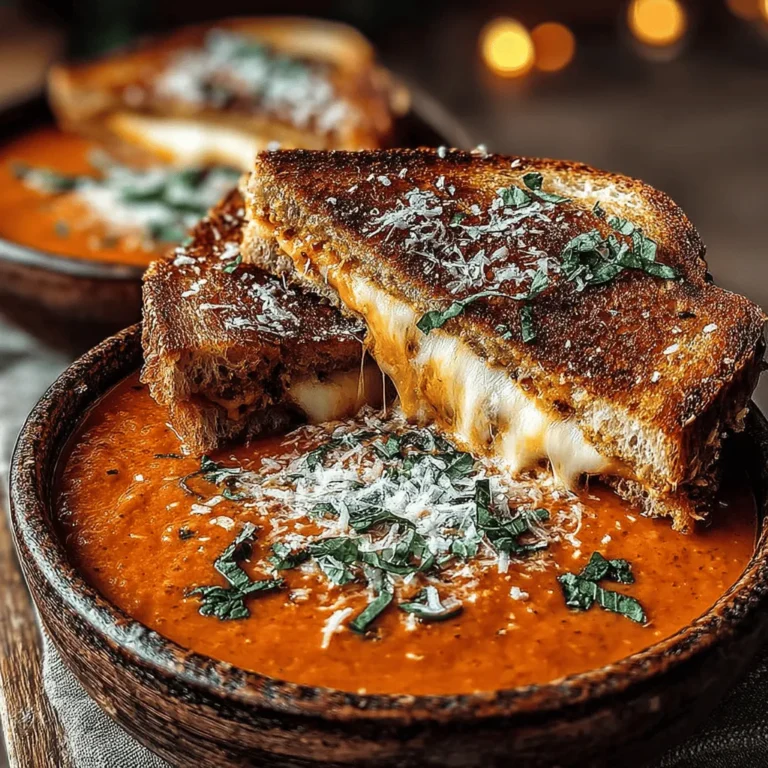 No bowl of Tomato Basil Bliss Soup is complete without its quintessential sidekick: a perfectly crafted grilled cheese sandwich. This classic pairing is beloved for many reasons, but primarily for the delightful contrast it offers—crunchy, toasted sourdough bread enveloping gooey, melted cheddar cheese. The texture and flavors of the grilled cheese complement the smooth, rich soup, creating a harmonious dining experience that warms both body and soul.
