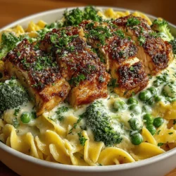 Creamy Chicken Alfredo with Broccoli & Peas